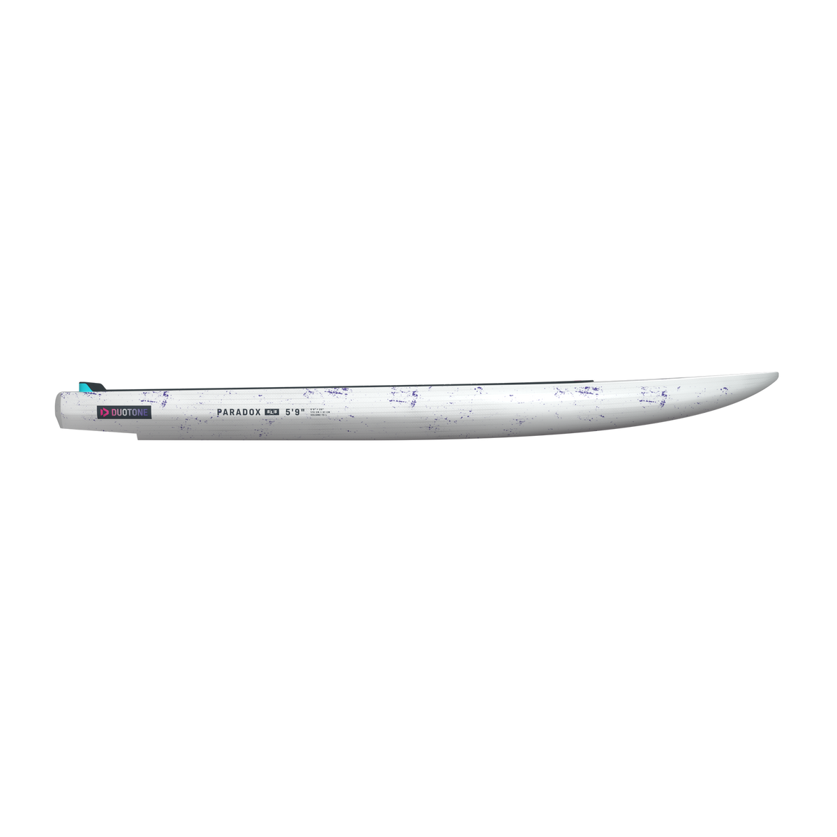 Duotone Paradox SLS 2026 foil board, side profile showing rail bevels